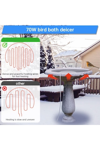 Vkemall Kışlık Kuş Ve Evcil Hayvan Su Tankı Isıtıcı - Otomatik Aç-kapa Termostat Kontrollü 70w Dış Mekan Buz Çözücü - Beyaz Amerikan Standartı