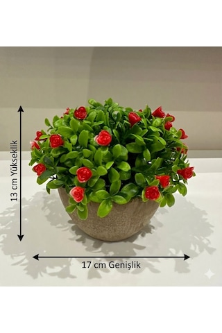 Saksılı Yapay Dağ Kekiği - Doğal Görünümlü Dekoratif Saksı Bitkisi - 18x13 Cm Yeşil
