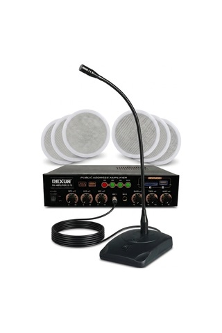 Cafe Ve Ofisler İçin Hazır Ses Paketi: 6'lı Tavan Hoparlör Mikrofon Ve Bluetooth Amfi Seti