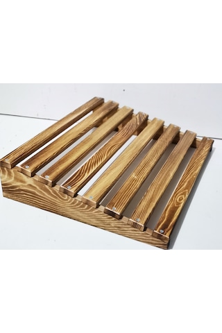 Masa Altı Ayaklık Ayak Yükseltici Ayak Standı Doğal Ahşap Yakma Kahve