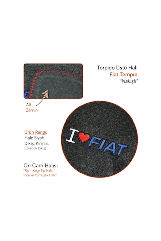 NYF Ön Cam Halı Fiat Tempra/Tipo Nakışlı Kırmızı Dikişli