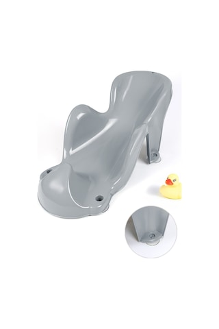 Vakum Kaymaz Tabanlı Bebek Yıkama Banyo Aparatı Bebek Yıkama Koltuğu Küvet Oturak Gri