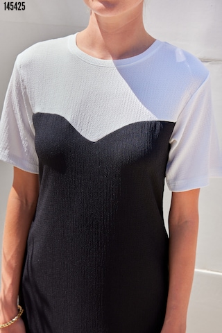 Kadın Bisiklet Yaka Kısa Kollu Örme Elbise