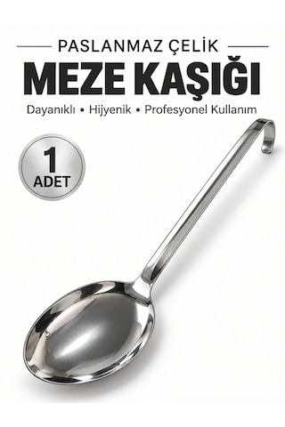 Endüstriyel Meze Kaşığı Sanayi Tipi Paslanmaz Çelik Sanayi Restoran Lokanta Tipi Kulplu Asılabilir Kırılmaz