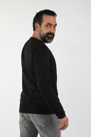 Erkek Bisiklet Yaka Uzun Kollu Tişört Siyah