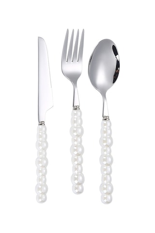 Shineyee 304 Paslanmaz Çelik Gümüş Perl Seramik Kollu Bıçak Çatal Kaşık Seti - Steak Ve Tatlılar İçin Lüks Tabakware Diğer
