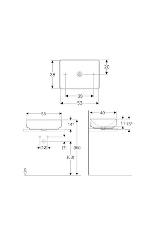 Geberit Variform Çanak Lavabo Dikdörtgen 55 CM 500.779.01.2