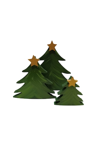 3lü Yılbaşı Ağacı Ahşap Dekor - Yılbaşı, Noel, Özel Etkinlik