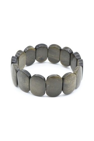 Murty99 İri Kesim Hakiki Gold Obsidyen Taşı Bileklik Siyah