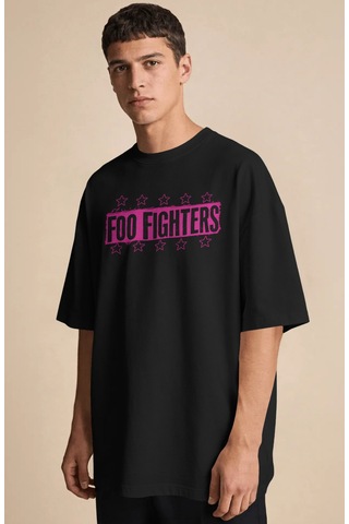 Sevbano Foo Fighters Rock Metal Müzik Grubu Baskılı Unisex Oversize Premi Siyah