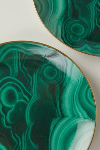 L'objet L Objet Malachite 4 Lü Porselen Canape Tabağı Yeşil