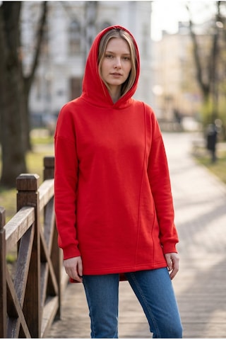 Flovmix Üç İplik Sweat Kapüşonlu Koyu Turuncu