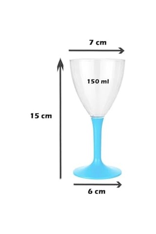 Mika Plastik Kadeh Lüks Turkuaz Ayaklı Şarap Bardağı 150 Ml 10'lu Ahşap
