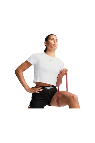 Puma Tad Essentıal W Baby Tee Kadın Antrenman Tişörtü 52589402 Beyaz