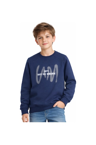 İrem Çocuk Giyim Erkek Çocuk Envy Yazılı Önü Sırtı Yazı Desenli Lacivert Renk Sweatshirt Lacivert