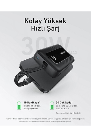 Anker 10k 30w Usb-c Taşınabilir Şarj Cihazı Siyah - A1688 Siyah