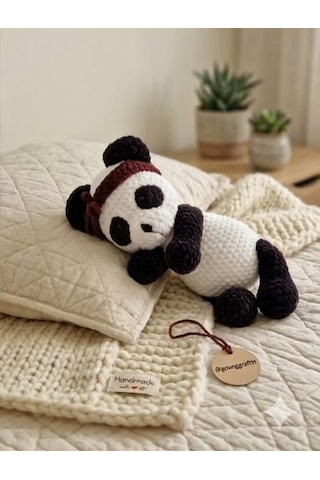 El Örgüsü Peluş Panda Beyaz - Siyah