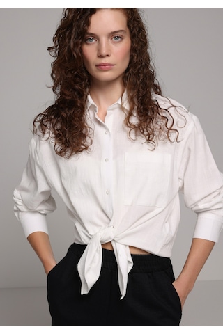 Colin's Colins Boyfriend Fit Shirt Neck Düz Kadın Beyaz Uzun Kol Gömlek Cl1079434 Q1.v2 Wht Beyaz