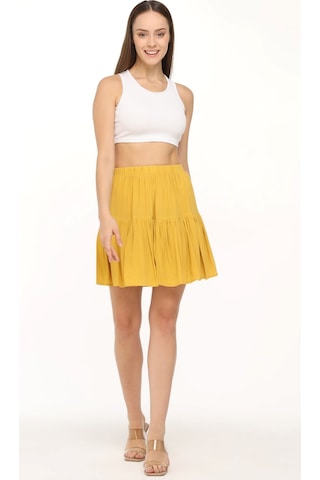 Krep Kumaş Sarı Renk Etek Sarı