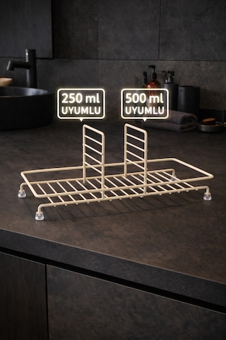 Karteya Kare Premium Metal Sıvı Sabunluk Standı 250 Ml Ve 500 Ml Uyumlu Sadece Stand Krem