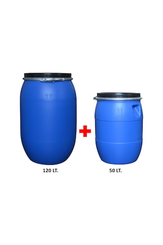 Plastik Varil Seti - 1 Adet 120 Lt. + 1 Adet 50 Lt. Bidon