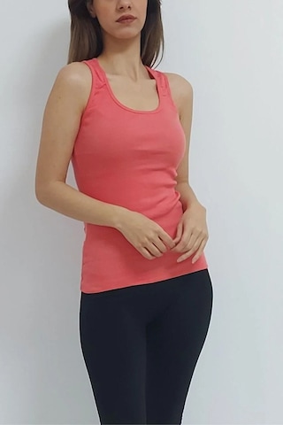 Pazarız Fitted/vücuda Oturan Crop Kalın Askılı Fitilli Esnek Örme Atlet Pembe