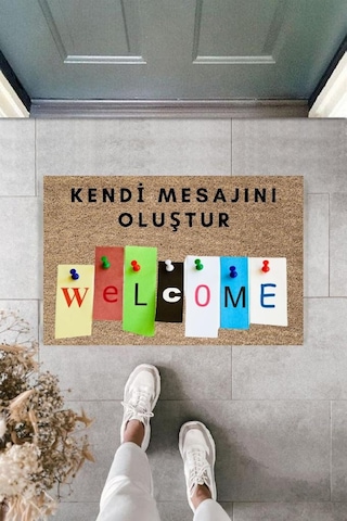 Dijital Baskı Kişiye Özel İç Kapı Dekorasyon Paspas Ps11305