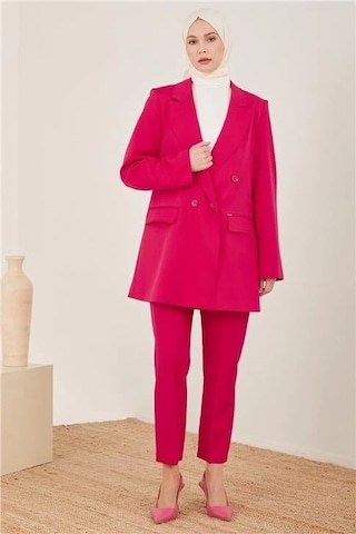 Armine Arkası Simli Lastikli Pantolon 23y2437 Fuşya Pembe