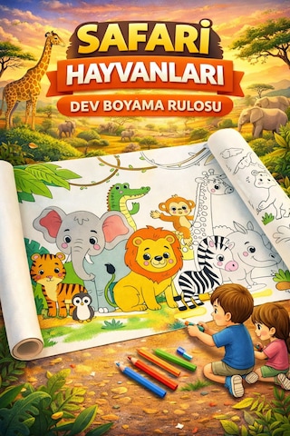 Safari Hayvanlarını Boyuyorum Dev Boyama Rulosu