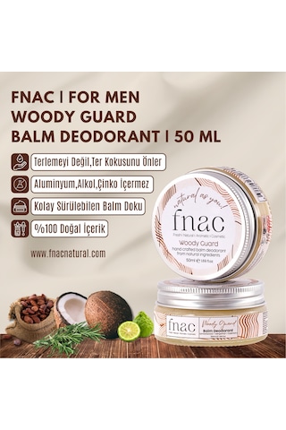 Fnac Doğal İçerikli Woody Guard Ter Kokusu Önleyici Erkek Krem Deodorant 50 ML