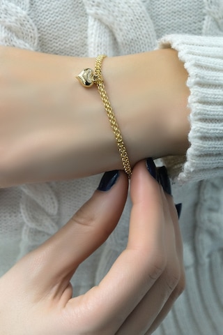 Kalpli Bismark Bileklik 14 Ayar Altın - Yeşil