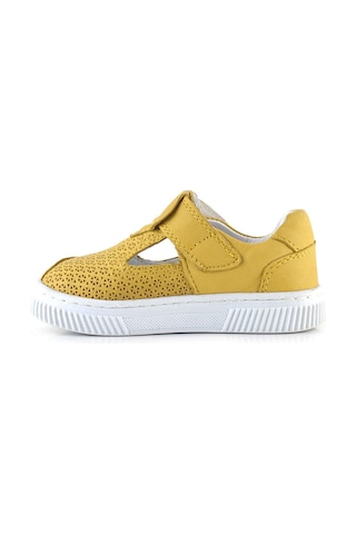 Rakerplus Bheem Hakiki Deri Sarı Cırtlı Yıldız Detaylı Bebek Sandalet Sarı