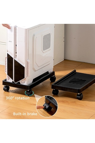 Sones Bilgisayar Ana Bilgisayar Braketi Masaüstü Şasi Mobil Tepsi Tabanı Yükseltme Rafı Makaralı, Özellikler: Evrensel Tekerlek + Düz Tekerlek