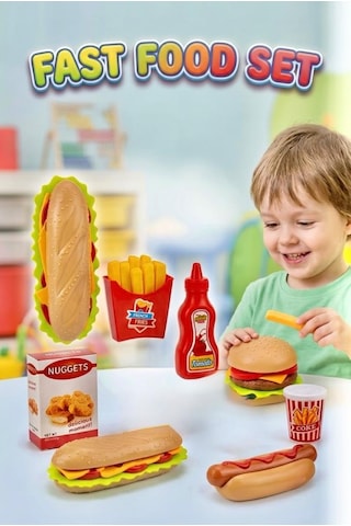 Fast Food Oyuncak Seti - Eğitici Zeka Geliştirici Oyuncak Hamburger Ve Sandviç Mutfak Seti