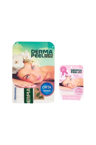Dermapeel Orta Banyo Kesesi + Pink Touch Yüz Kesesi Beyaz