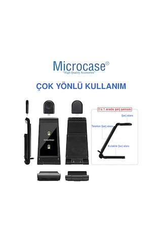 Microcase Apple Uyumlu iPhone-iOS Watch-Airpods 3in1 Manyetik Şarj Standı Beyaz AL3697