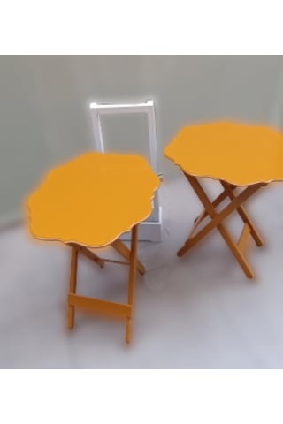 Çanta Zigon Sehpa Yonca Model İkili Takım Ahşap Mdf Hardal Renk Uyumu El Yapım