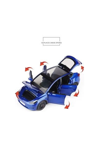 Tesla Model Y 1:24 Ölçek Diecast Döküm Model Araba Sesli Işıklı Gri Jarj İstasyonlu Model