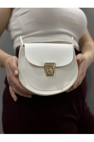 Biçomi Klasik Kapaklı Beyaz Cilt Çanta Beyaz