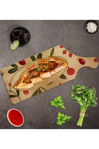 Bk Gift Meyve Tasarımlı Dikdörtgen Şeklinde Doğal Ahşap Servis Ve Sunum Tabağı Model 1