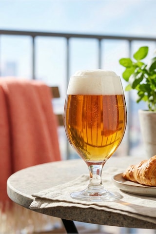 Lav Misket Cam Bira Bardağı 6'lı 400 ml Ayaklı