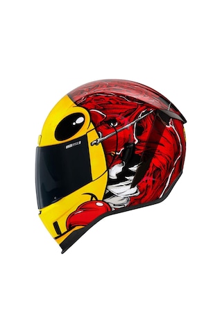 Icon Airform Brozak Mıps Kapalı Motosiklet Kaskı Kırmızı Sarı Kırmızı - Sarı