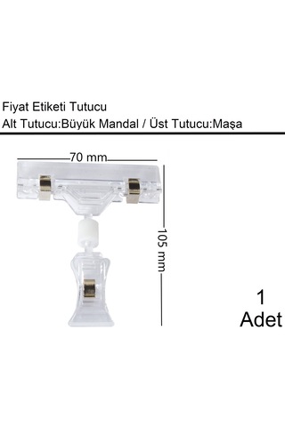 Fiyat Etiketi Tutucu / Maşalı / Büyük Mandal / Şeffaf / 70x105 Mm