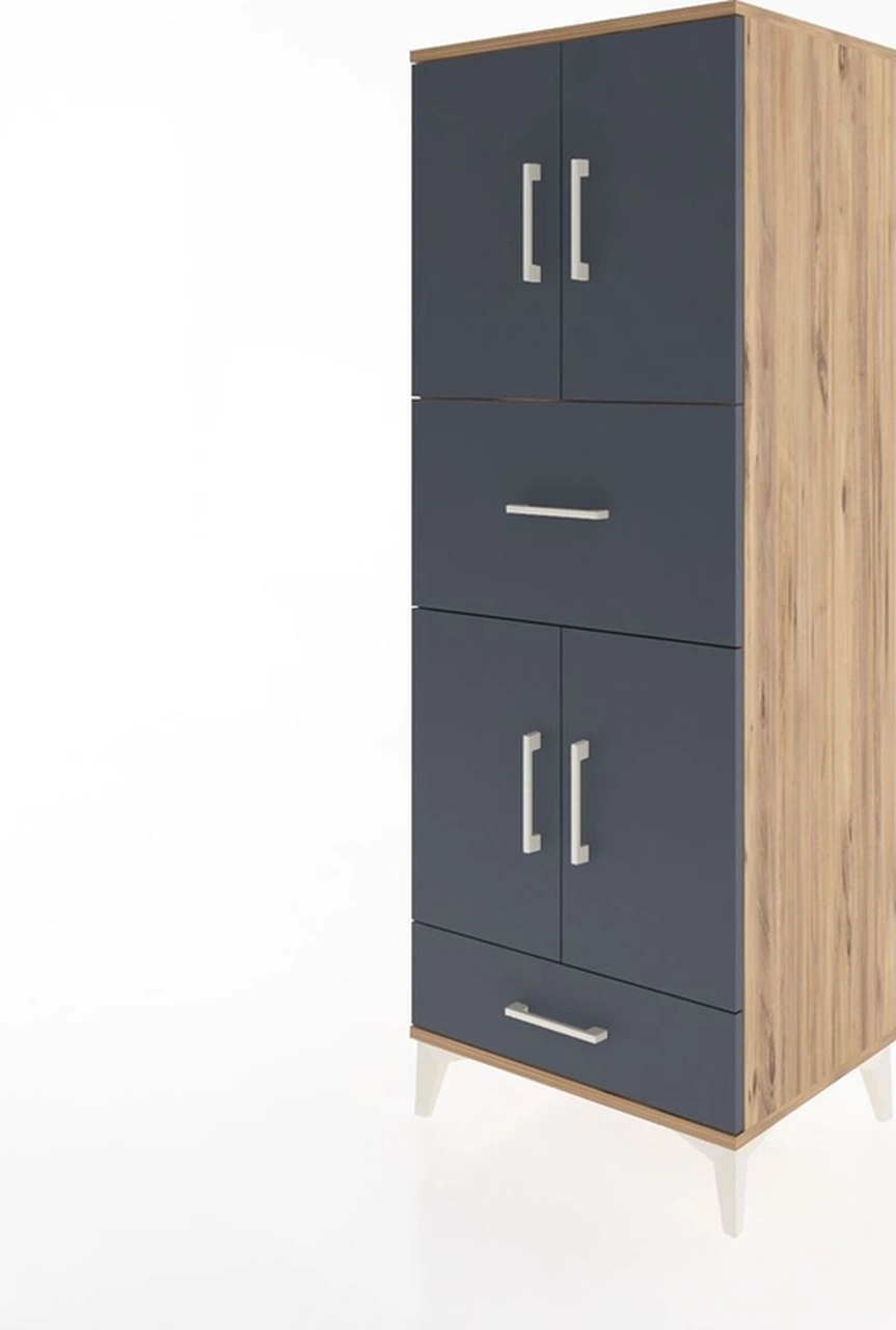 Hyperion Dolap 4 Raflı 2 Çekmeceli 4 Kapaklı 60x44x163 Çam-an... Çam