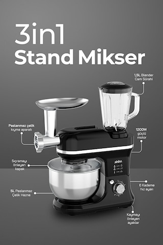 Sinbo SMX-2772 1200 W Çok Amaçlı 3in1 Mutfak Şefi Mikser & Blendet Set