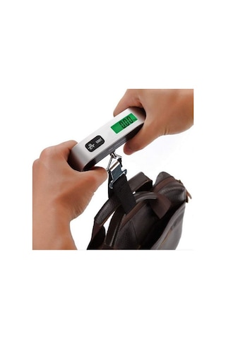 Hobibahçem Dijital Ekranlı Valiz Kilo Ölçücü Hassas Valiz Tartısı Gümüş