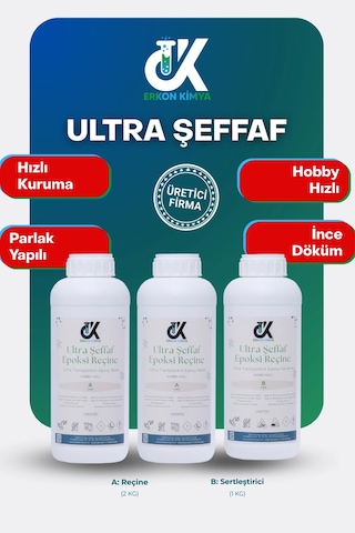 Erkon Kimya Ultra Şeffaf Hızlı Hobby Epoksi 3 Kg