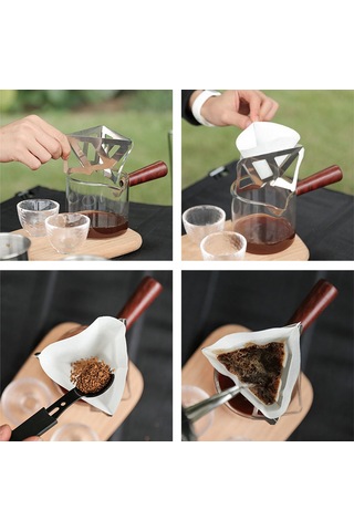Mufunye Piknik Ve Kamp İçin Taşınabilir Çelik Kahve Filtreleme Seti - Katlanabilir, Hafif Ve Pratik Kullanım Gümüş