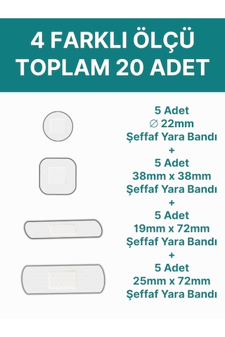 Şeffaf Yara Bandı 20 Li Karışık Paket