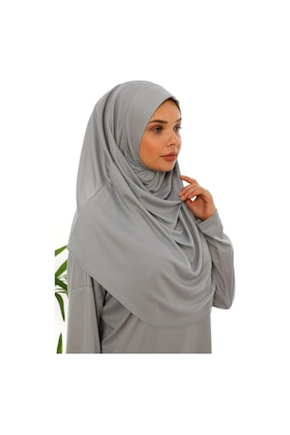 Tek Parça Namaz Elbisesi Gri-21001 Gül Kurusu